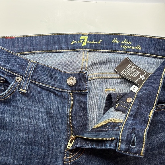 7 For All Mankind The Slim Cigarette Mid Rise Size 28 - Picture 16 of 16